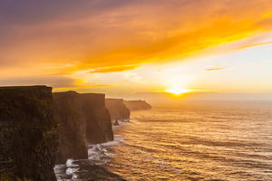 Cliffs with the sunset in the background