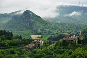 The historic landscape of Rocca Pendice Colli Euganei, Italy.